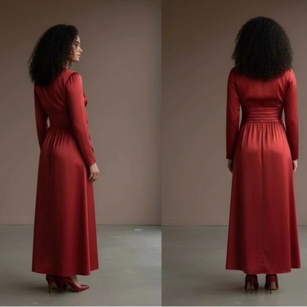 SHEIN Deep Red Long Sleeve Dress - Picture 2 of 2